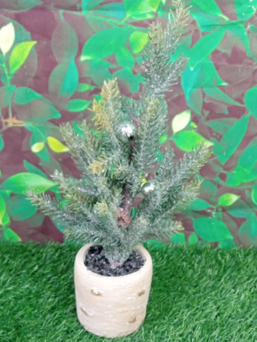 🎁 Mini Green Artificial Christmas Tree in Cream Planter